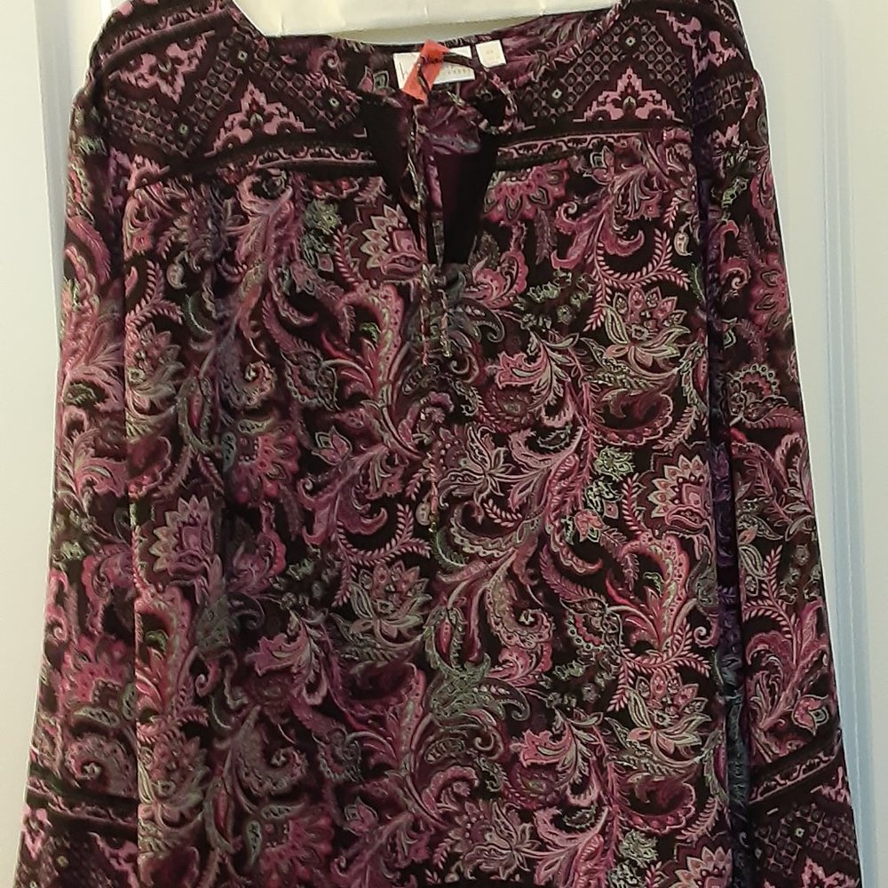 Belle by Kim Gravel Boho Paisley Print Blouse